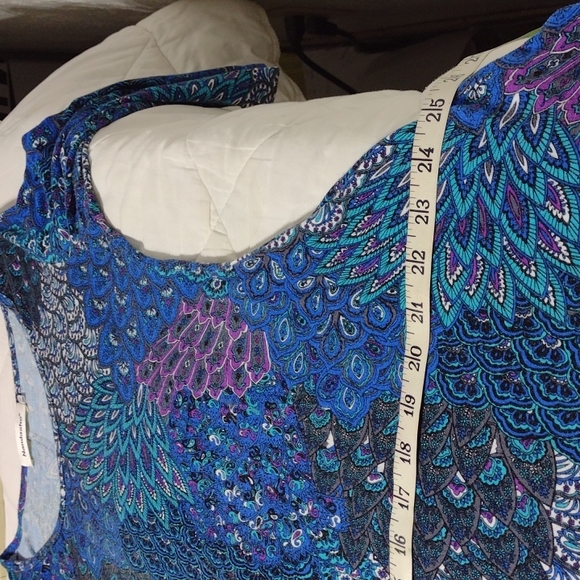 Beautiful peacock feathers tunic top/dress, sz med - Picture 11 of 16